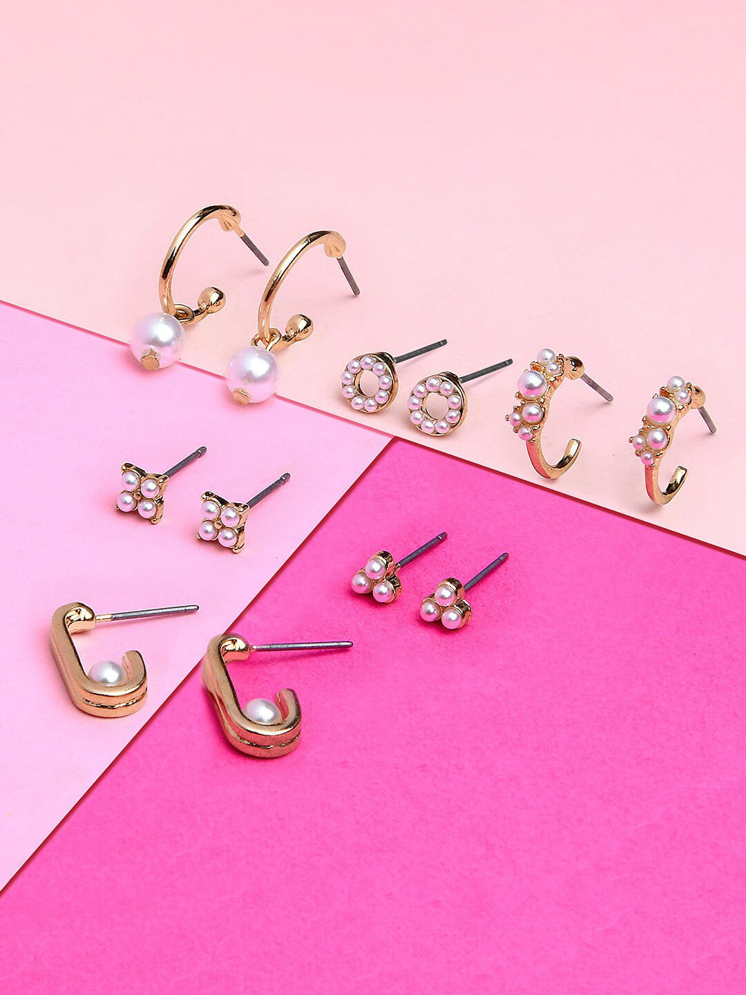 Accessorize Set of 6 Willow Pearls Hoop & Stud Earrings