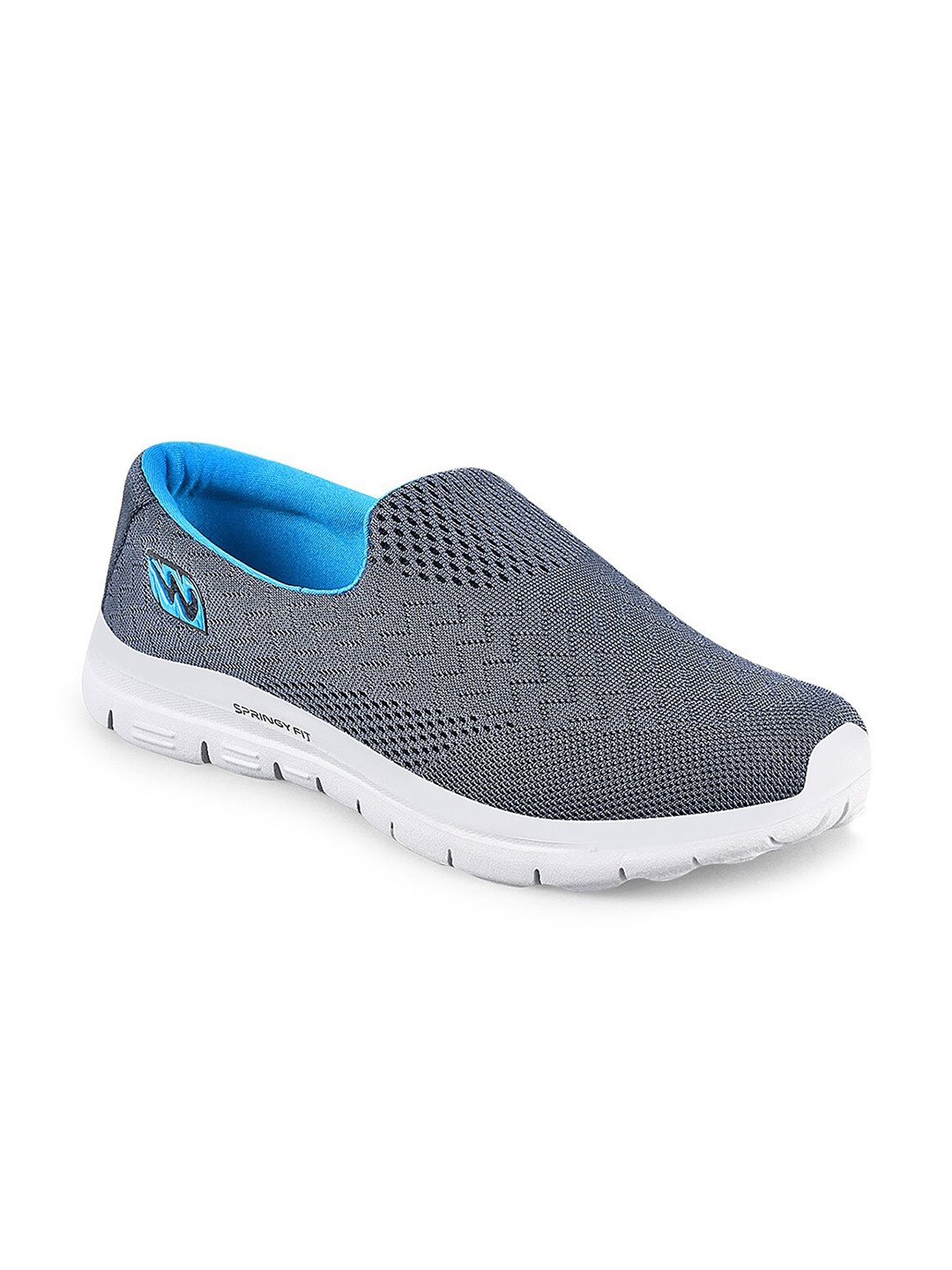 Campus Women CROWN NEW Grey And Blue Mesh Marking Slip On Walking Shoes
