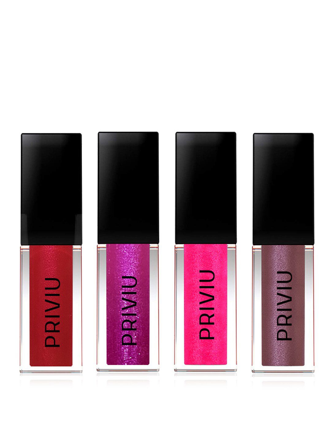 PRIVIU Set of 4 All Day Matte High-Pigmented Smudge-Proof Liquid Lipsticks