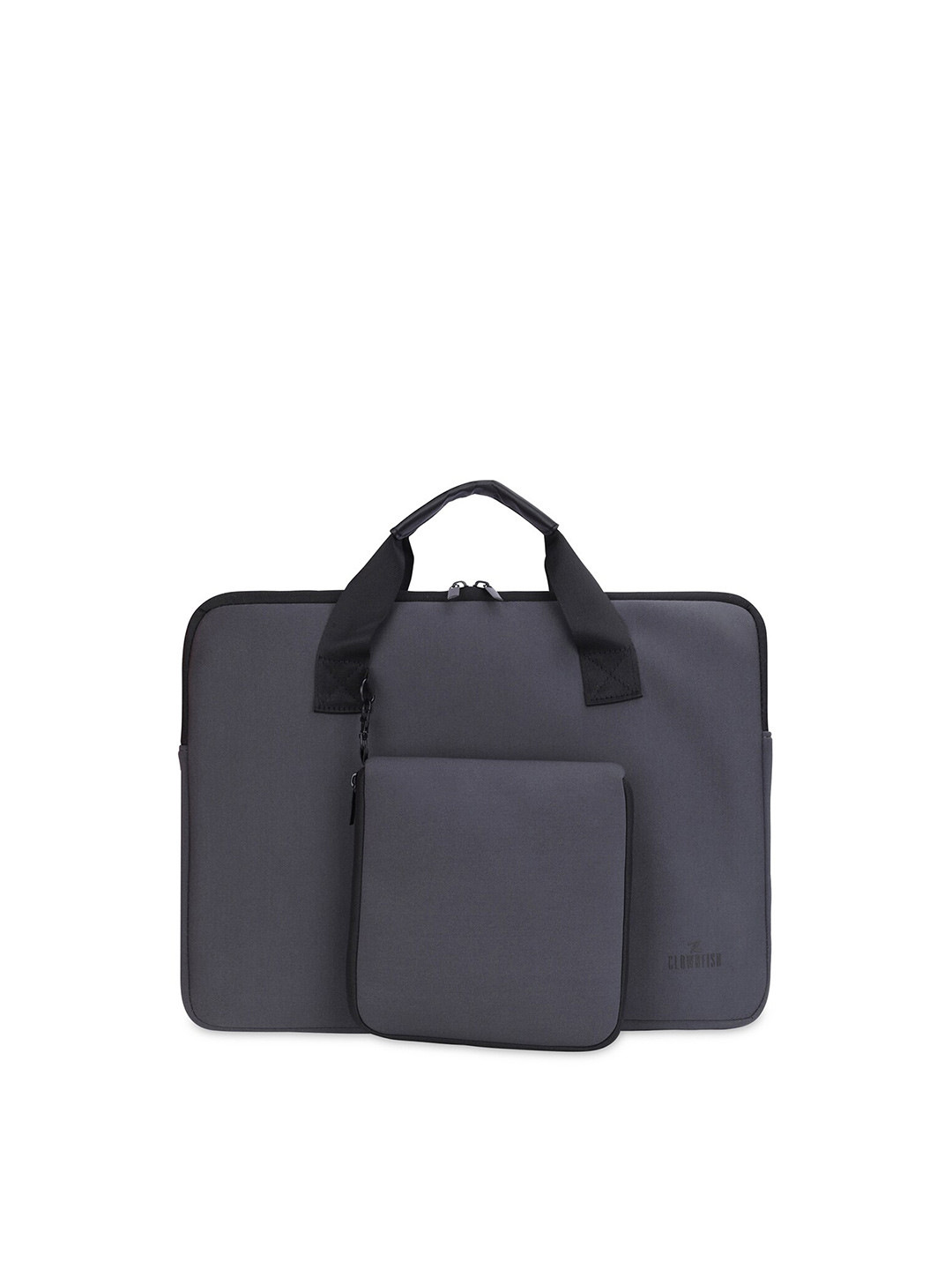 THE CLOWNFISH Floppy Unisex Grey & Black Laptop Sleeve with Zip Pouch