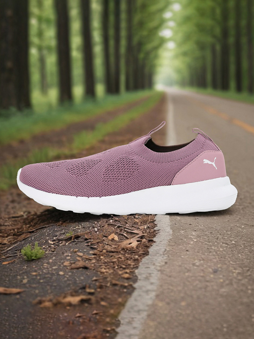 Puma Women Purple Woven Design Slip-On Sneakers