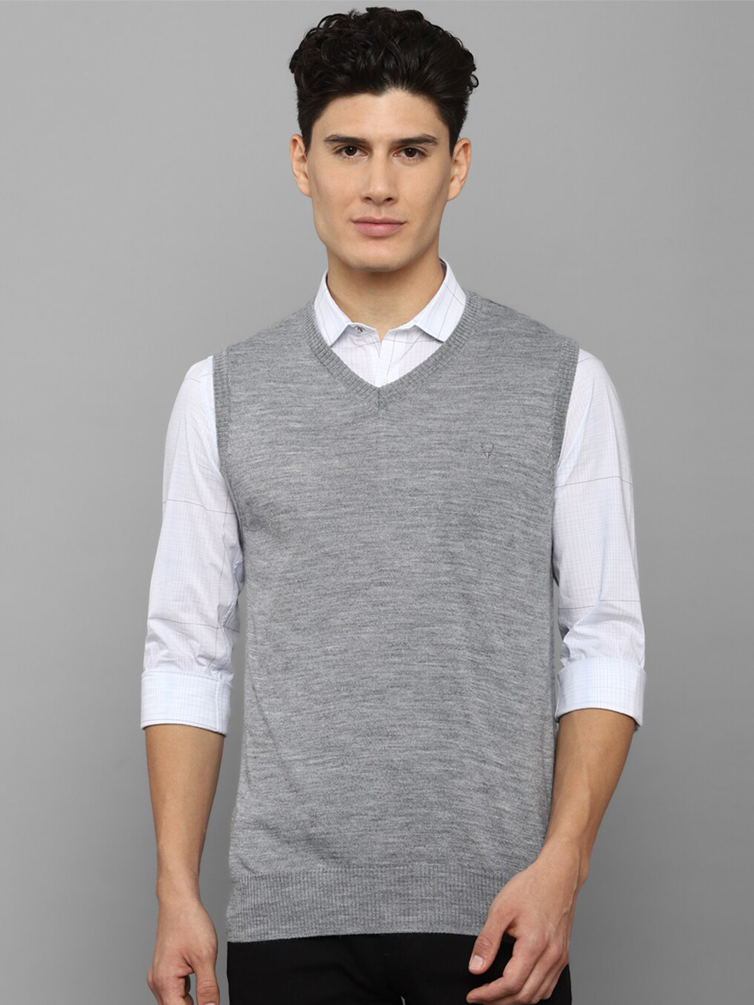 Allen Solly Men Grey & White Sweater Vest