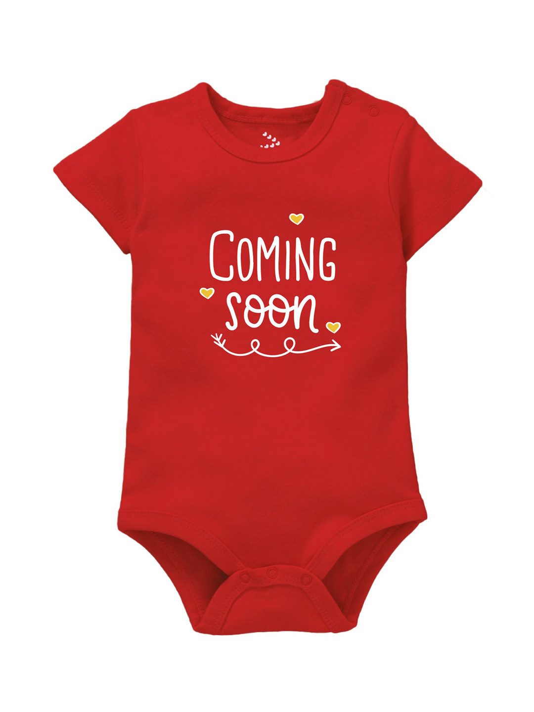 Zeezeezoo Infants Red Coming Soon Baby Printed Pure Cotton Bodysuit