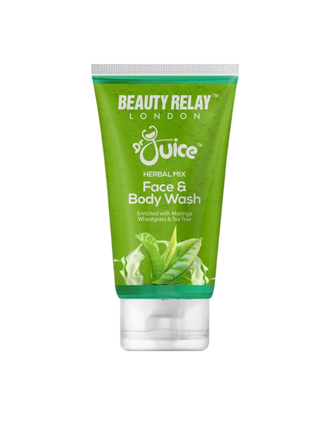 BeautyRelay London Dr Juice Moringa, Wheatgrass & Tea Tree Herbal Mix Face Body Wash 200ml