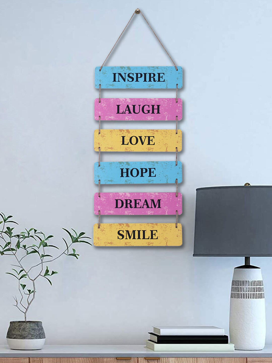 Kuber Industries Hanging Plaque Sign MDF Matte Hall 6Pcs Wall Hangings-23.6In