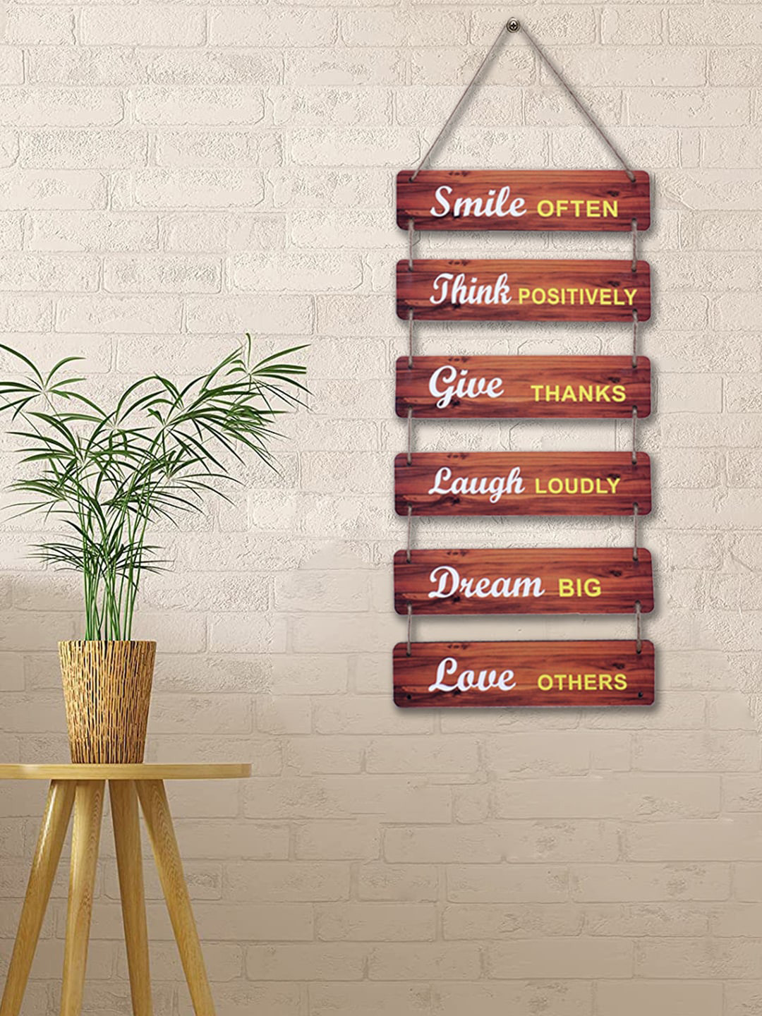Kuber Industries SMILE, THINK, GIVE, LAUGH, DREAM, LOVE Wood Signs and Plaques-23.6In