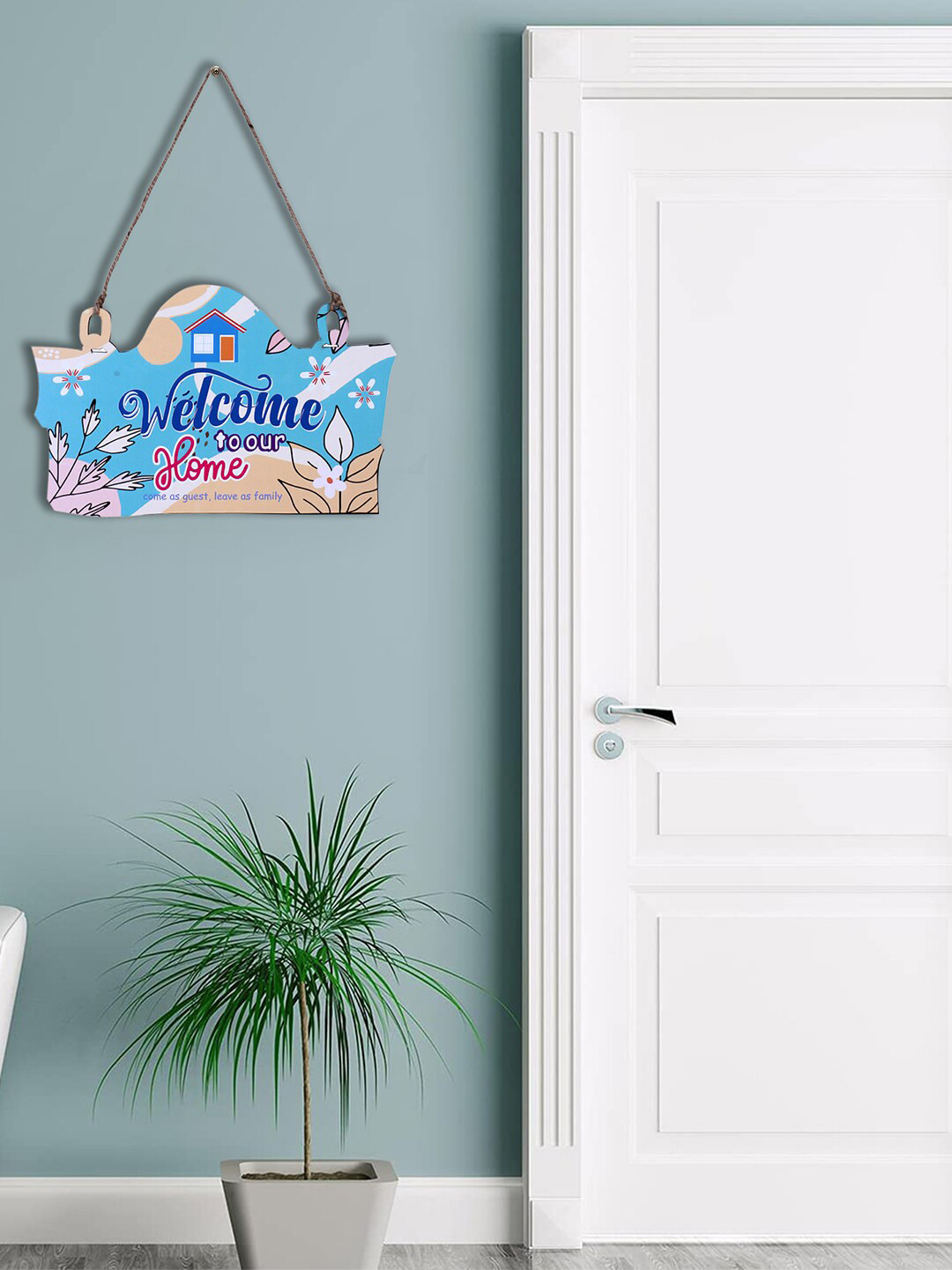 Kuber Industries Welcome To Our Home Wood Floral Glossy Patio Wall Plates-7.5In