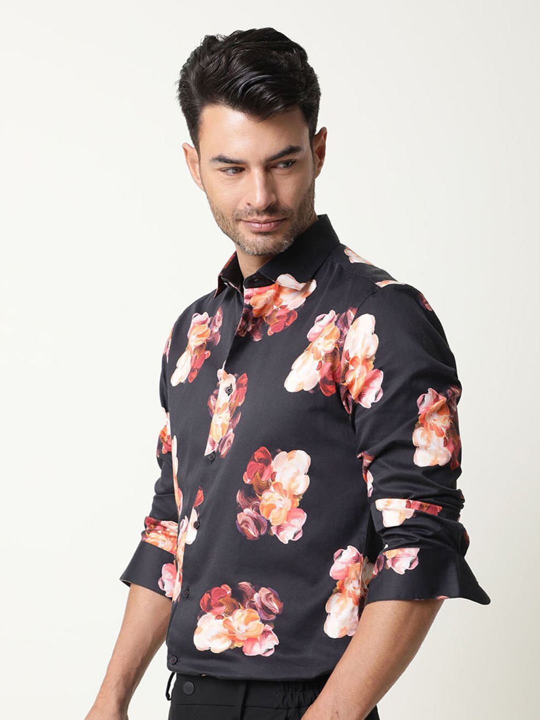 RARE RABBIT Men Zinnia Slim Fit Floral Printed Cotton Shirt