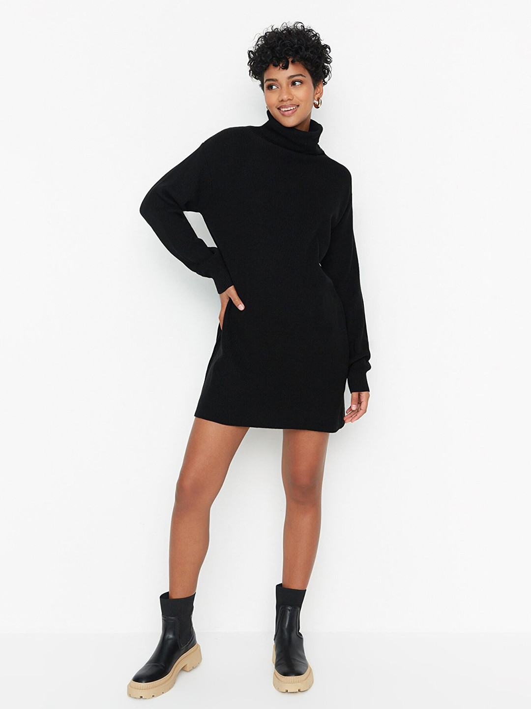Trendyol Black Mini Sweater Dress