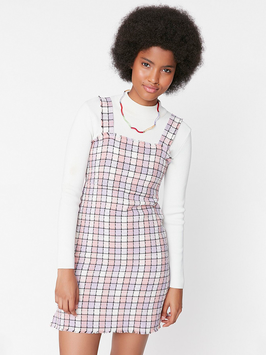 Trendyol Women Violet Checked Sheath Dress