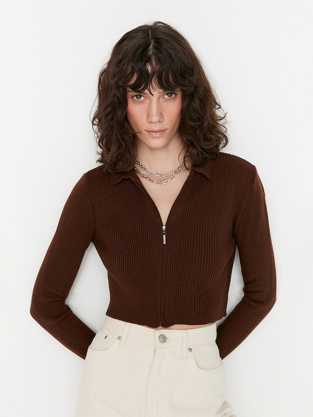 Trendyol Brown Regular Crop Top