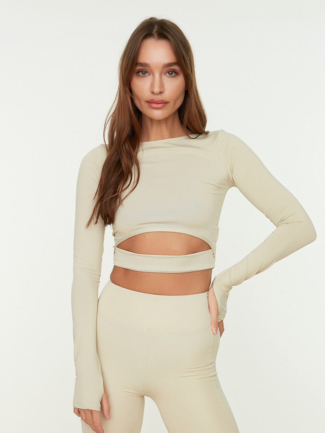 Trendyol Grey Cut Out Fitted Crop Top