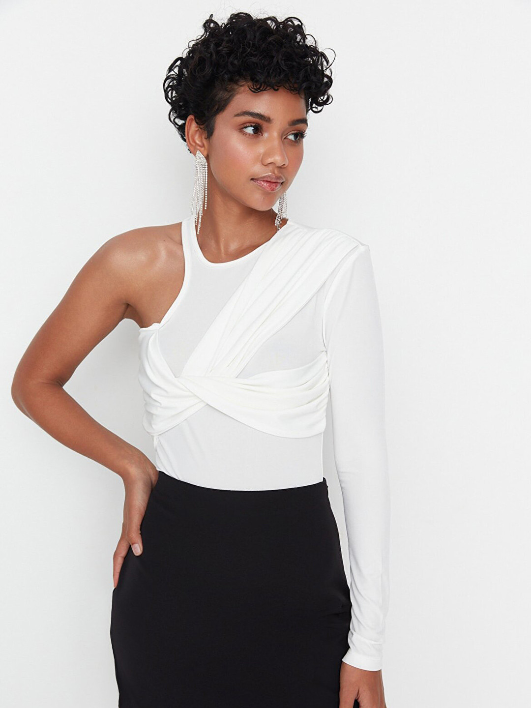 Trendyol Women Off White One Shoulder Top