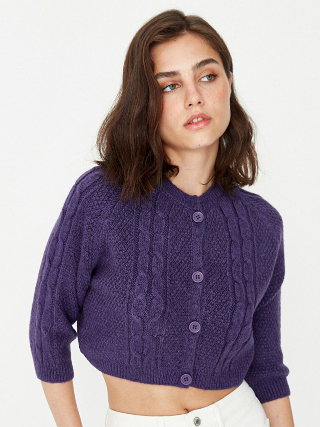 Trendyol Blue Shirt Style Crop Top