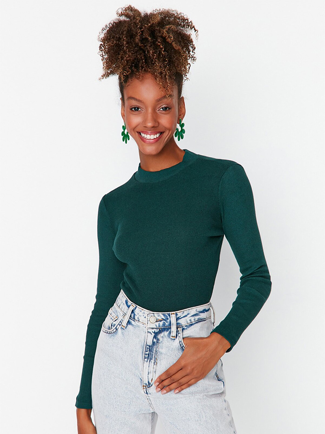 Trendyol Green High Neck Top