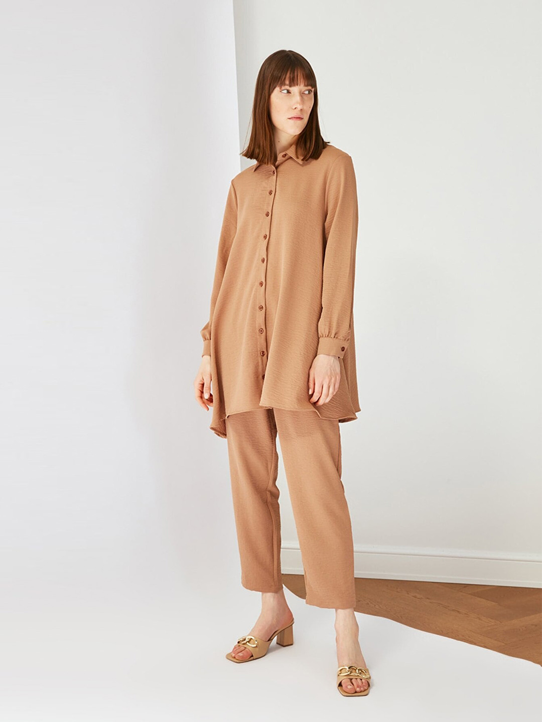 Trendyol Women Beige Shirt with Trousers