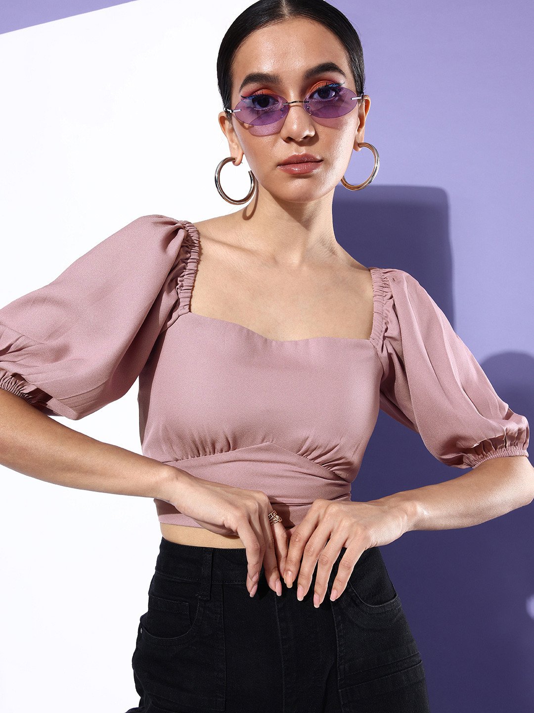 The Roadster Life Co. Puff Sleeve Pret a Party Soul Ties Crop Top