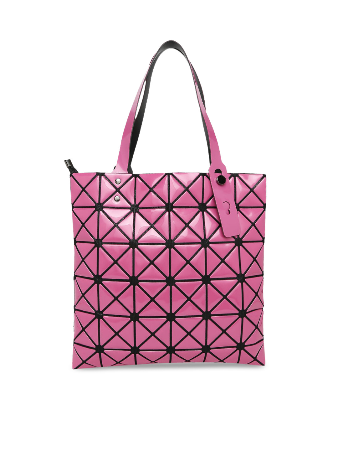 BAOMI Grey Geometric Textured PU Shopper Tote Bag