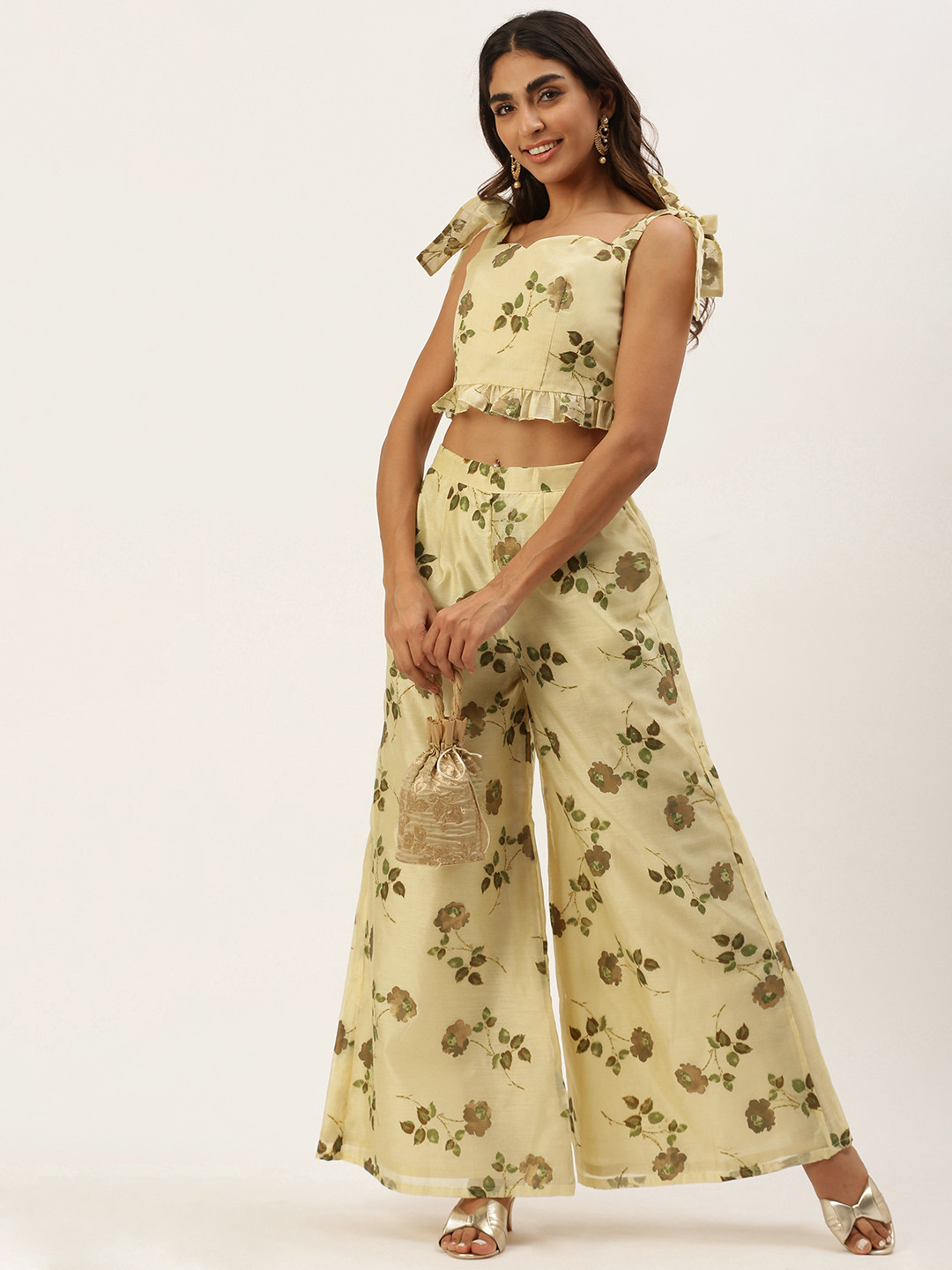 Ethnovog Woman Foil Printed Ready To Wear Co Ords Set