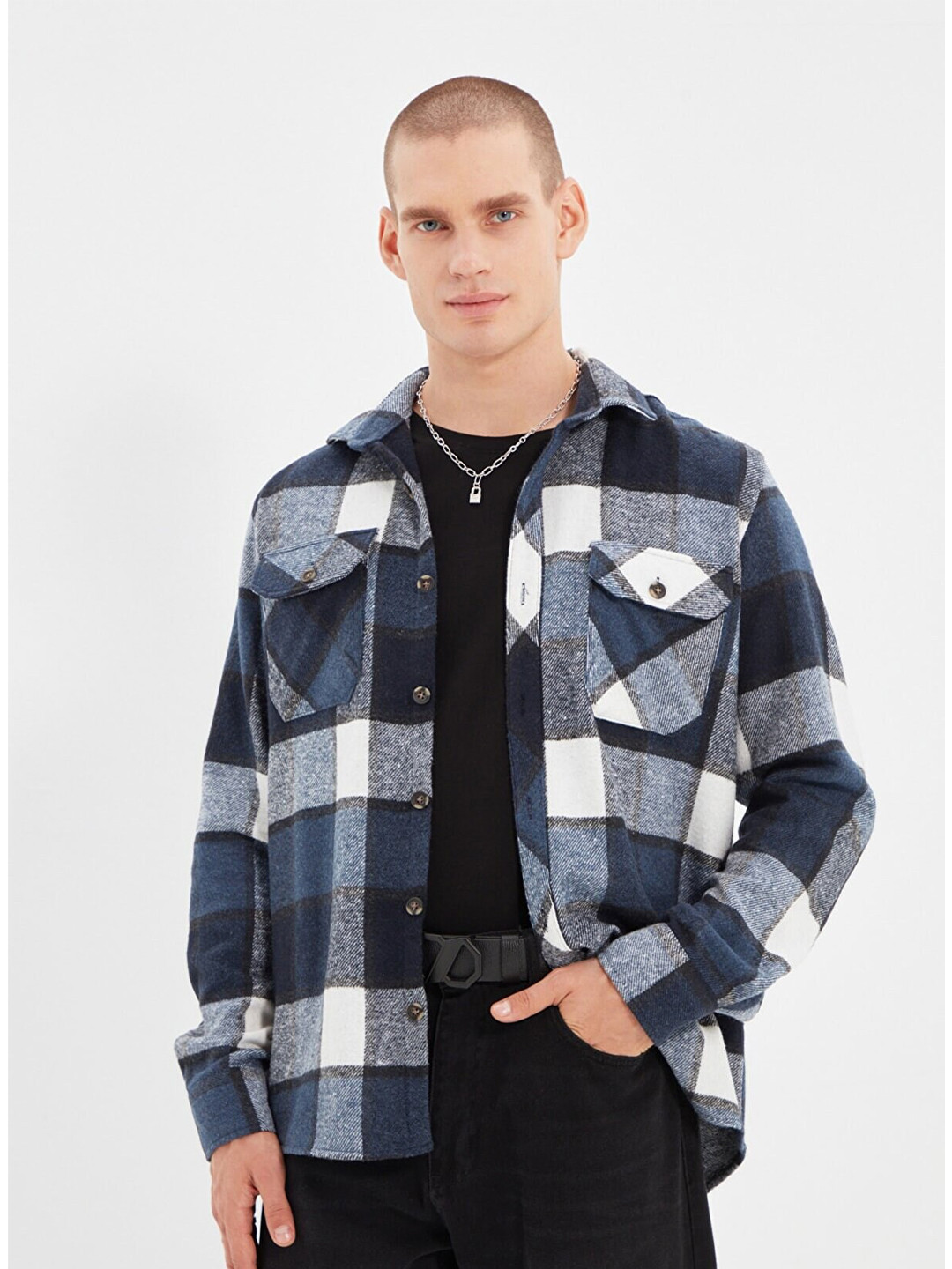 Trendyol Men Blue Checked Casual Shirt