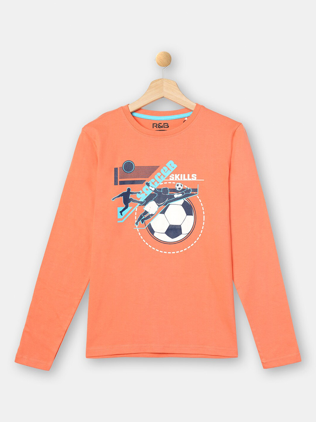 R&B Boys Pink Printed Cotton T-shirt