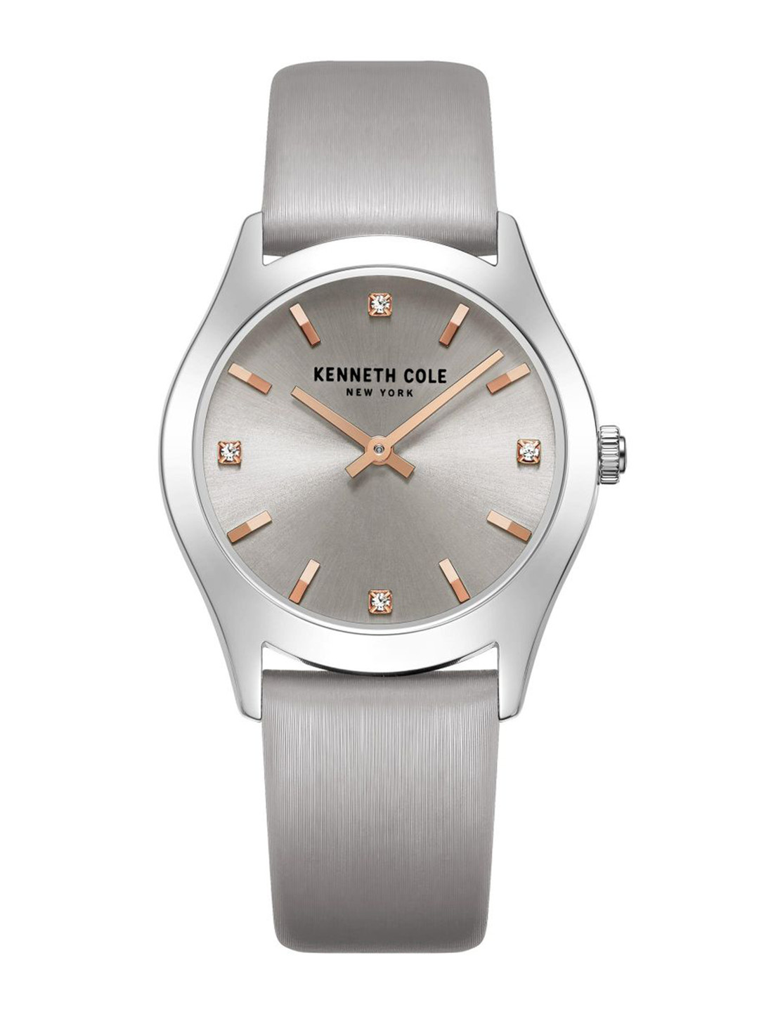 Kenneth Cole Women Grey Dial & Silver Toned Leather Straps Analogue Watch KCWLA2222805LD