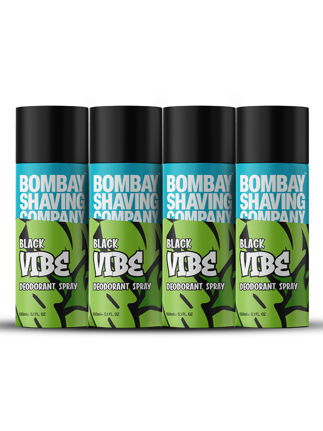 Bombay Shaving Company Men Set of 4 Black Vibe Odour Control Deodorant Spray  - 150ml each