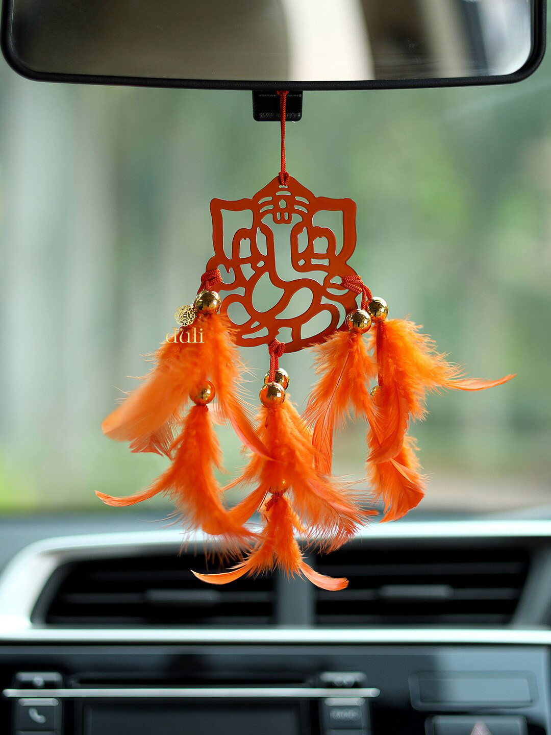 DULI Orange Solid Ganesha Dream Catcher Car Hanging