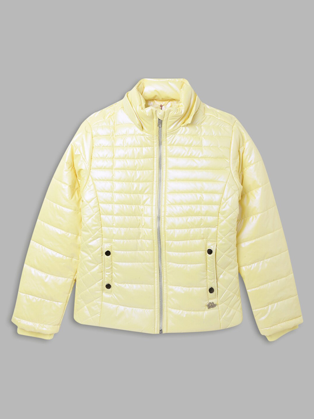 ELLE Girls Lime Green Striped Puffer Jacket