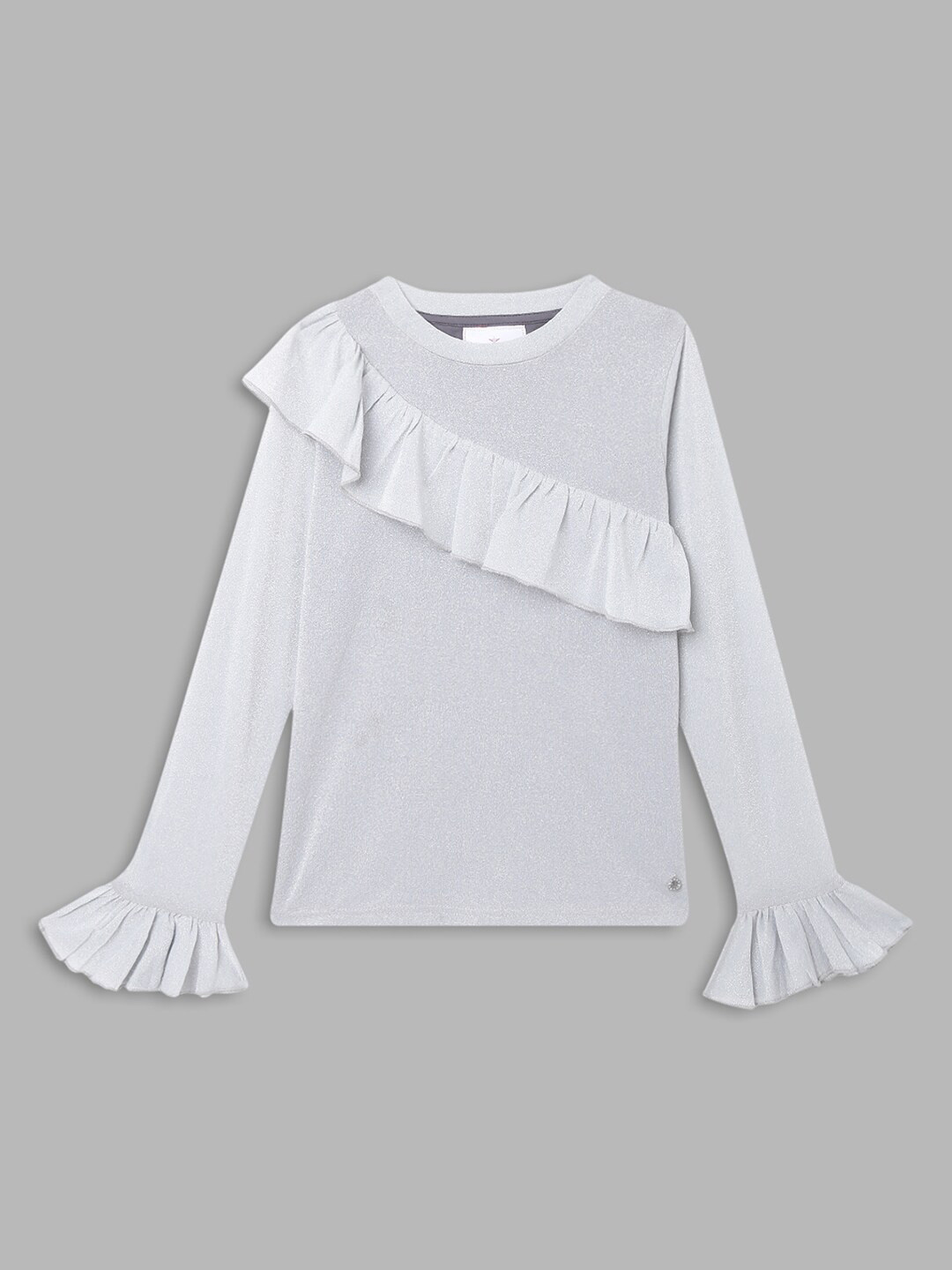 ELLE Grey Ruffles Solid Top