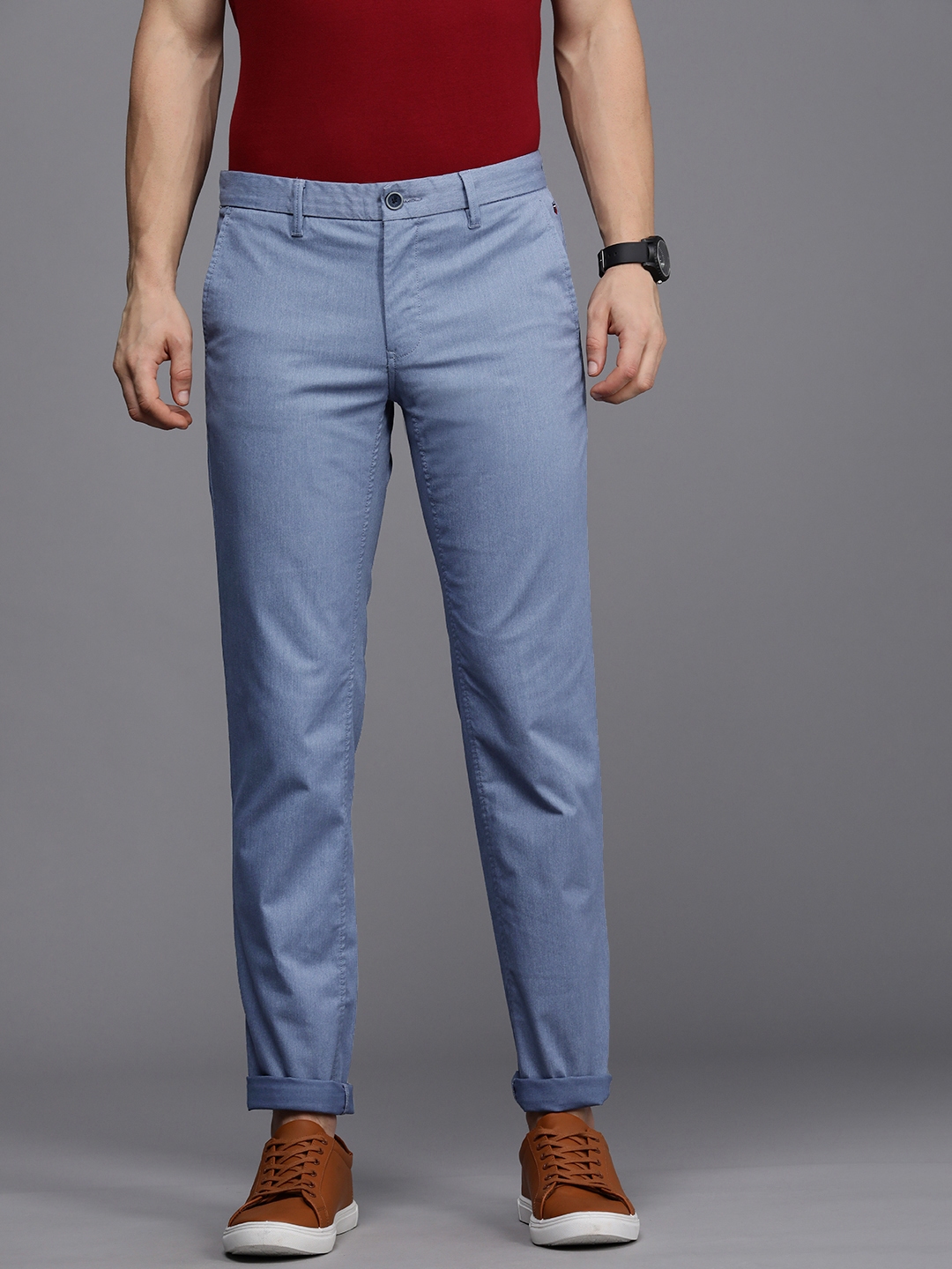 Buy Louis Philippe Sport Men Slim Fit Flat Front Casual Trousers