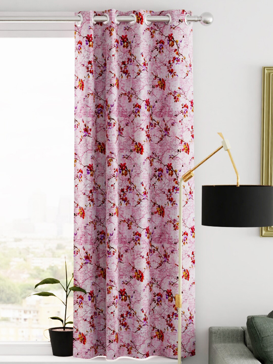 KOPA Pink & Yellow Floral Window Curtain