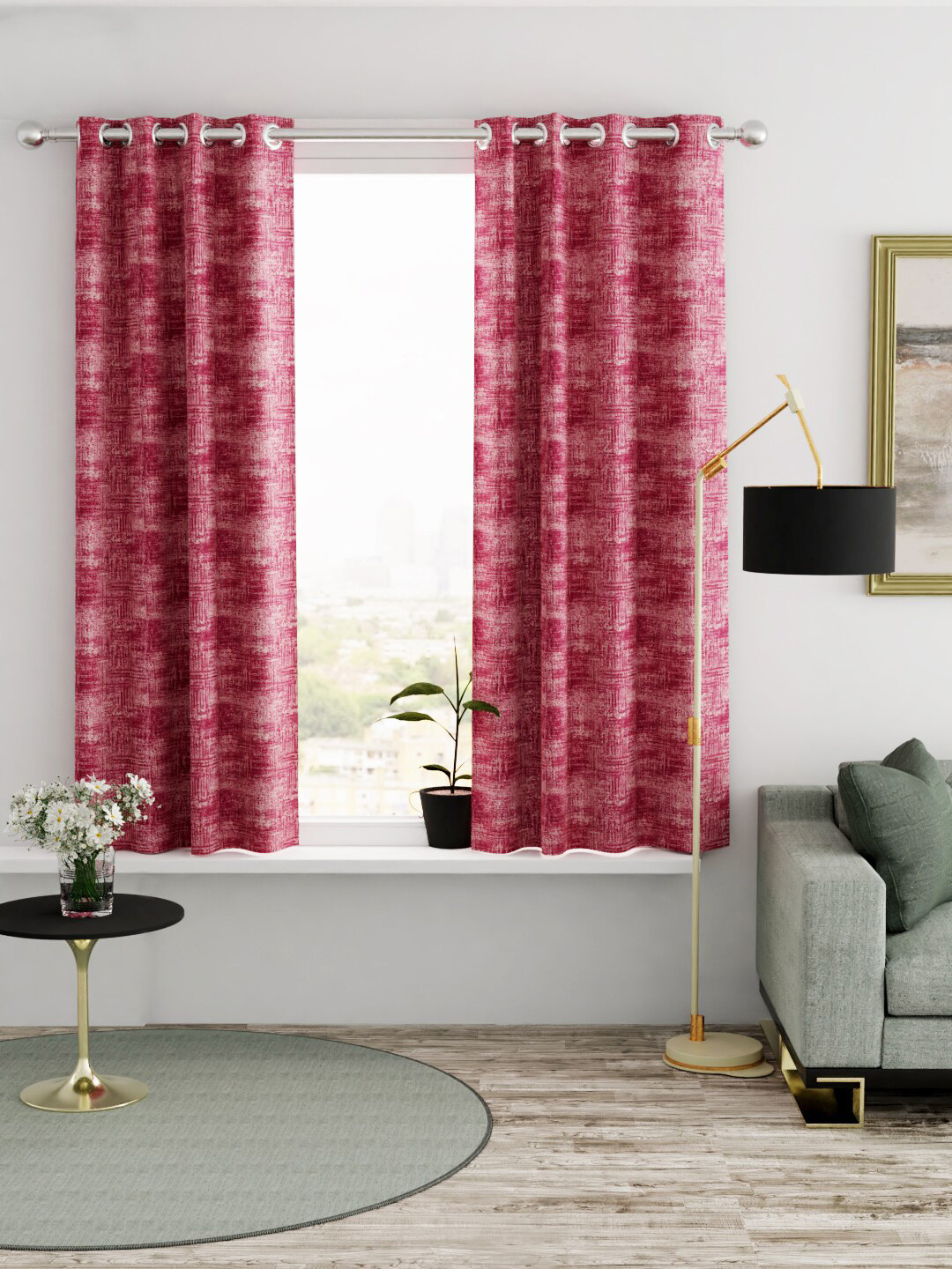 KOPA Rose & White Set of 2 Window Curtain