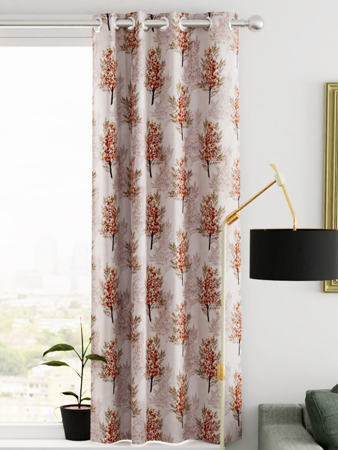 KOPA White & Red Floral Window Curtain