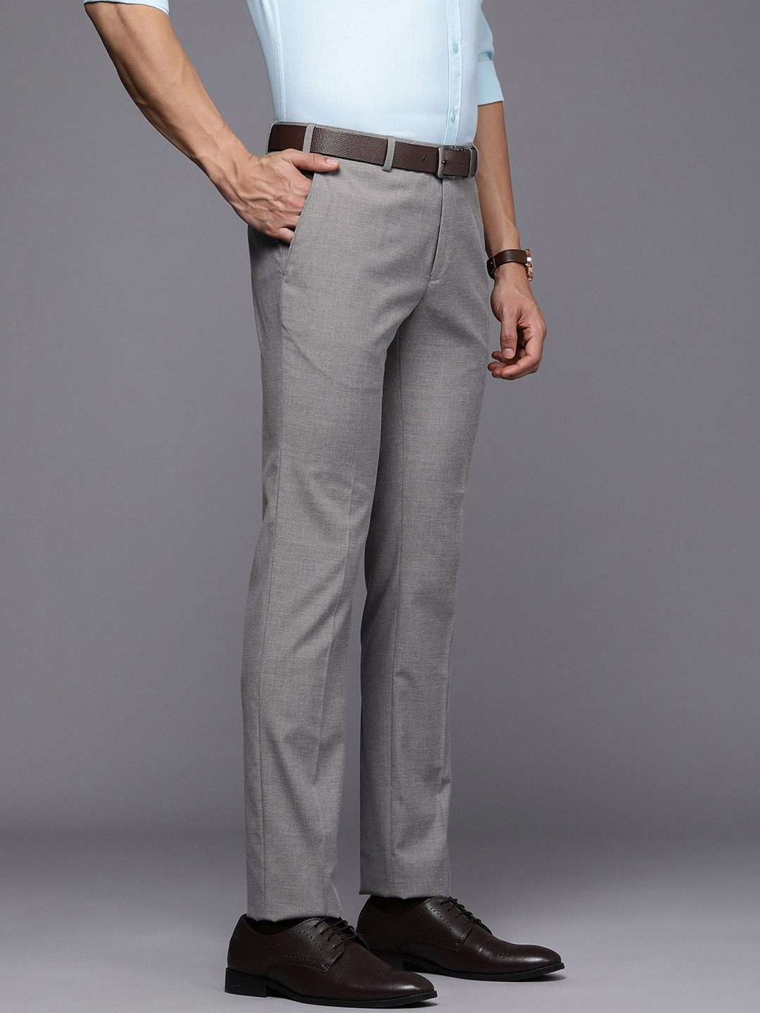 Raymond Men Slim Fit Flat Front Formal Trousers