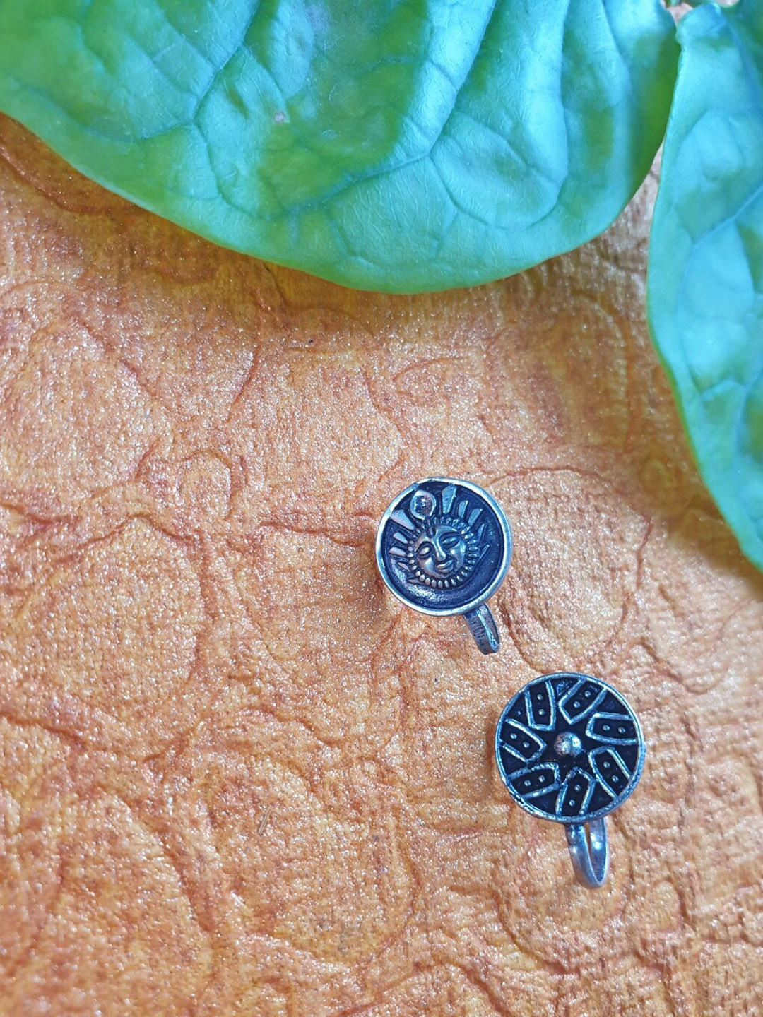 FIROZA Set Of 2 Oxidised Silver-Toned  Nosepins