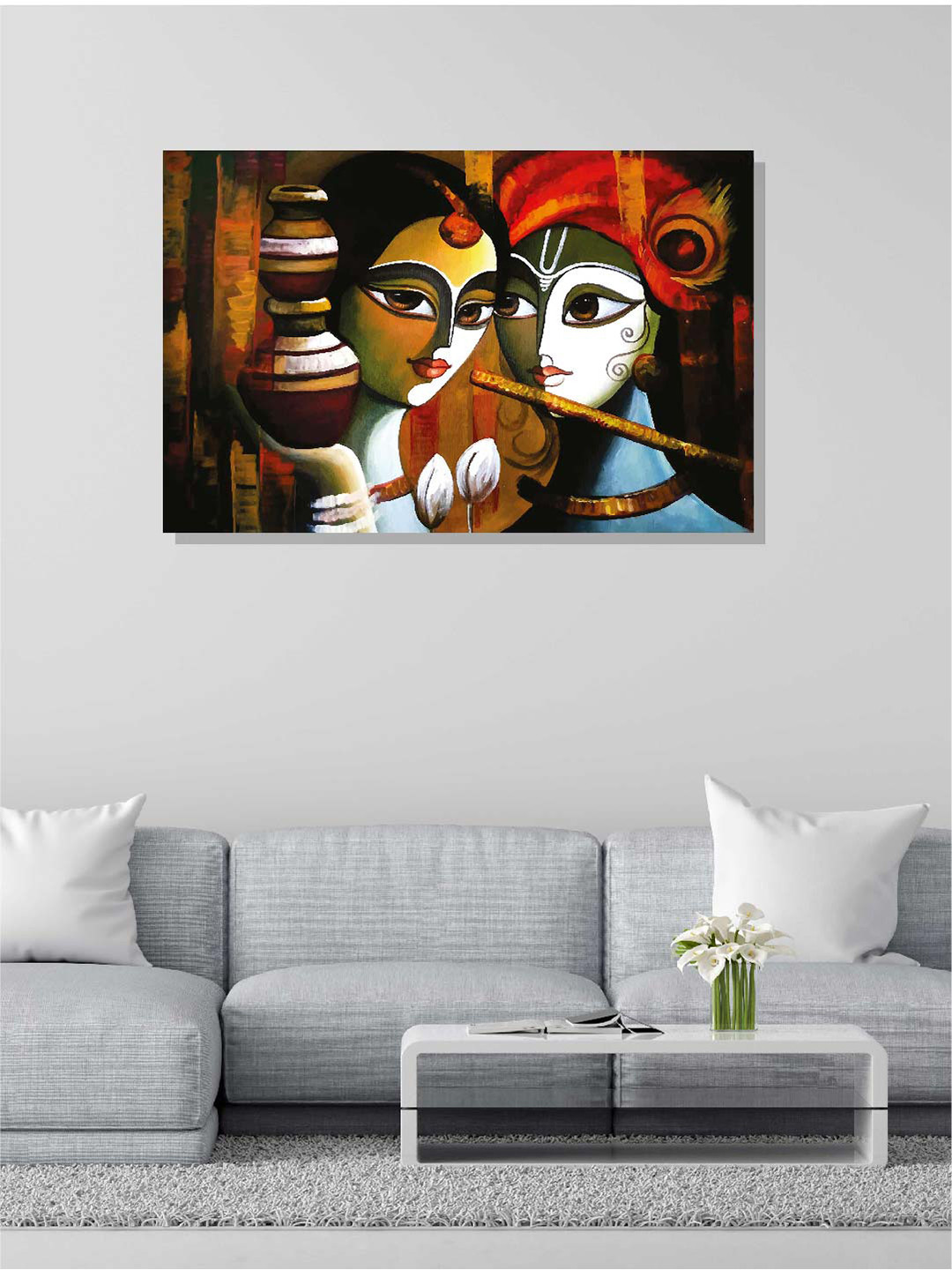 RANGOLI Radha Krishan Canvas Wall Rectangle Paintings Wall Art - 36 x 24In