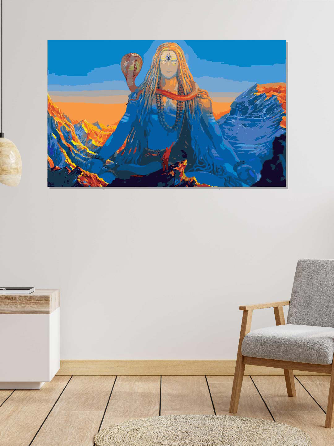 RANGOLI Blue Lord Shiva Canvas Painting Wall Art