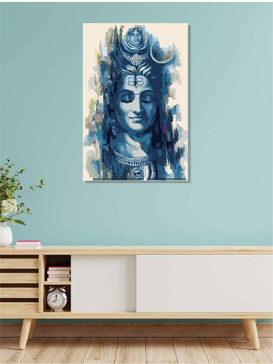 RANGOLI Blue Lord Shiva Canvas Painting Wall Art