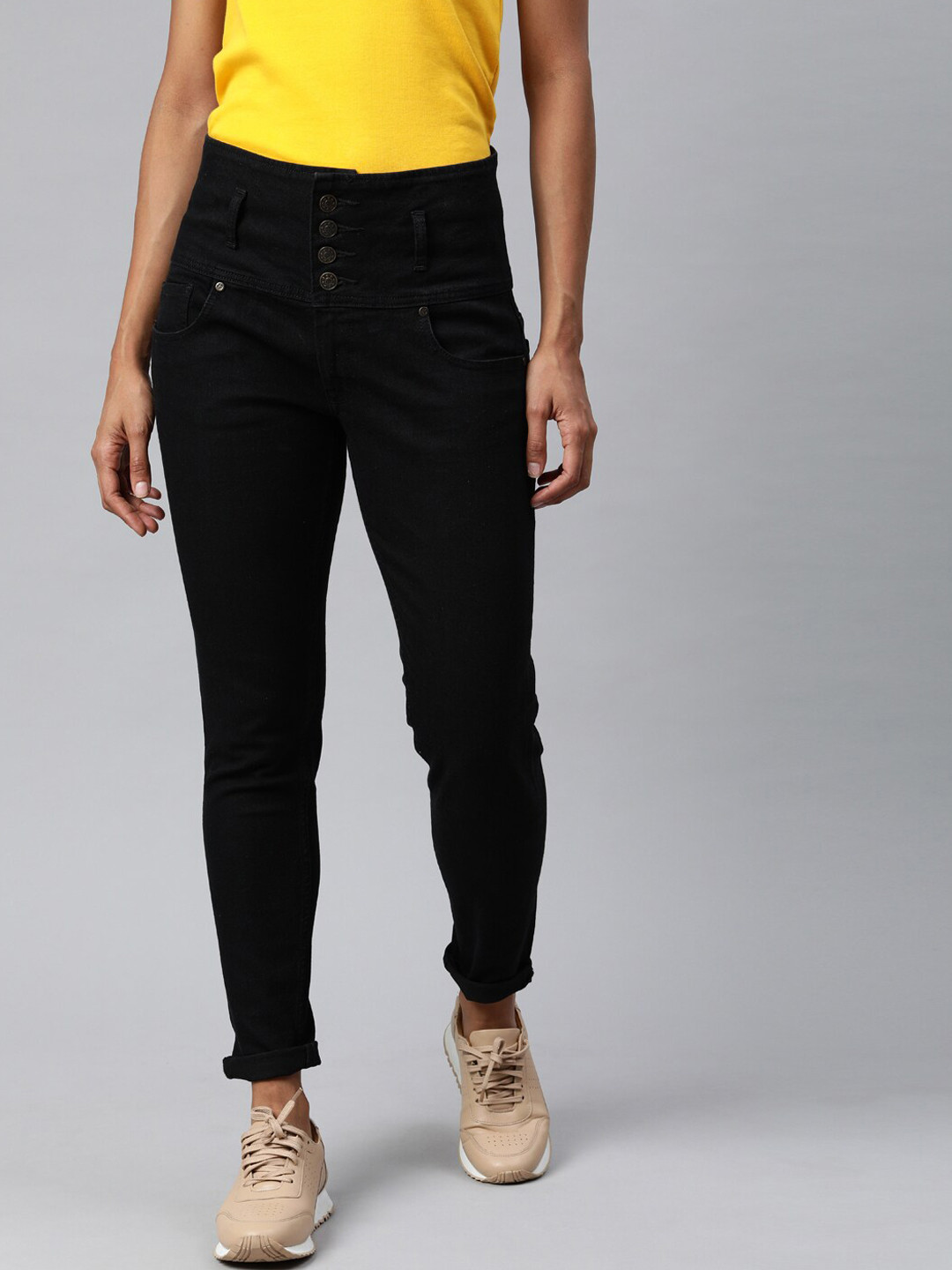 Enviously Young Women Black Slim Fit High-Rise Stretchable Jeans