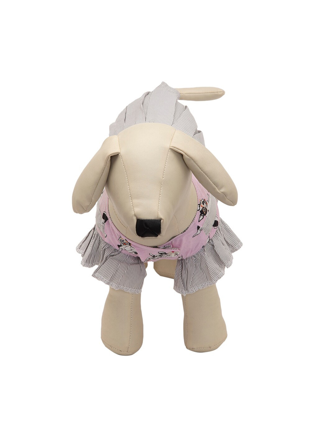 Lulala Pink & Grey Cotton Dog Dresses