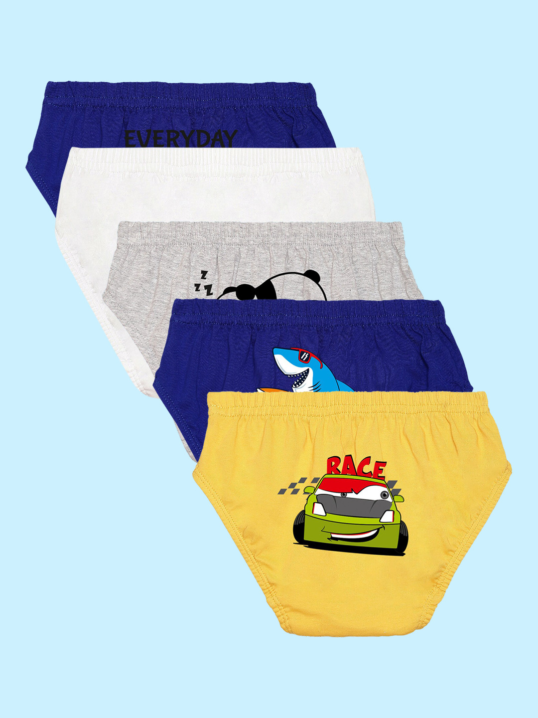 NUSYL Boys Pack Of 5 Printed Cotton Basic Briefs NUBCBRFPO5.0013