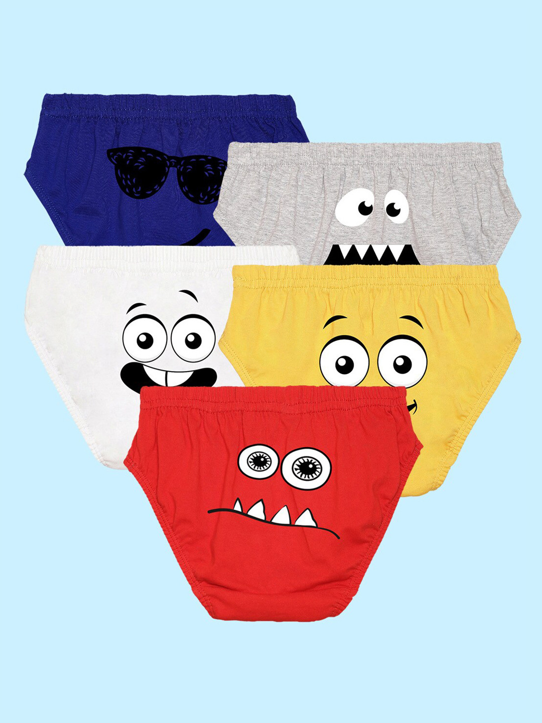 NUSYL Boys Pack Of 5 Printed Basic Cotton Briefs NUBCBRFPO5.0024