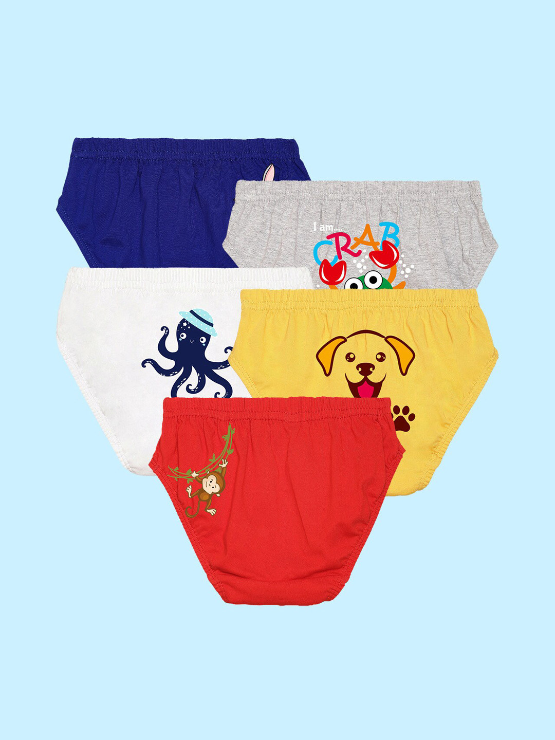 NUSYL Boys Pack Of 5 Printed Cotton Basic Briefs NUBCBRFPO5.0002