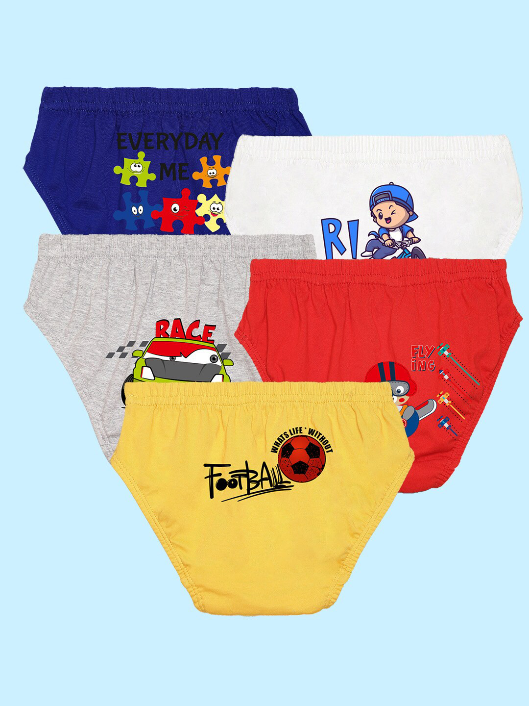 NUSYL Boys Pack of 5 Printed Basic Briefs NUBCBRFPO5.0016