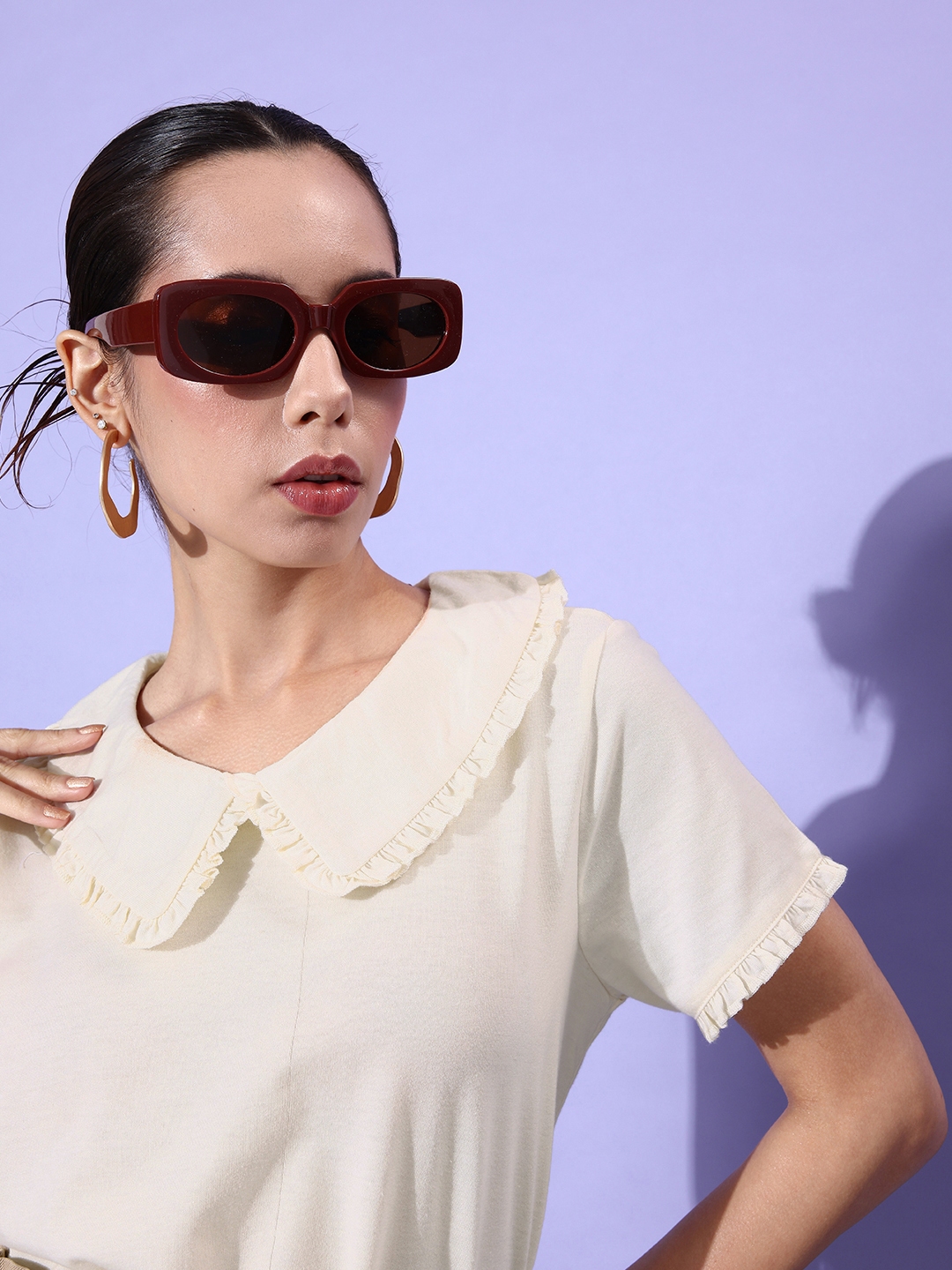 The Roadster Life Co. Pale White Peter Pan Collar Femme Blouse Top - Tops for Women 20328178 | Myntra