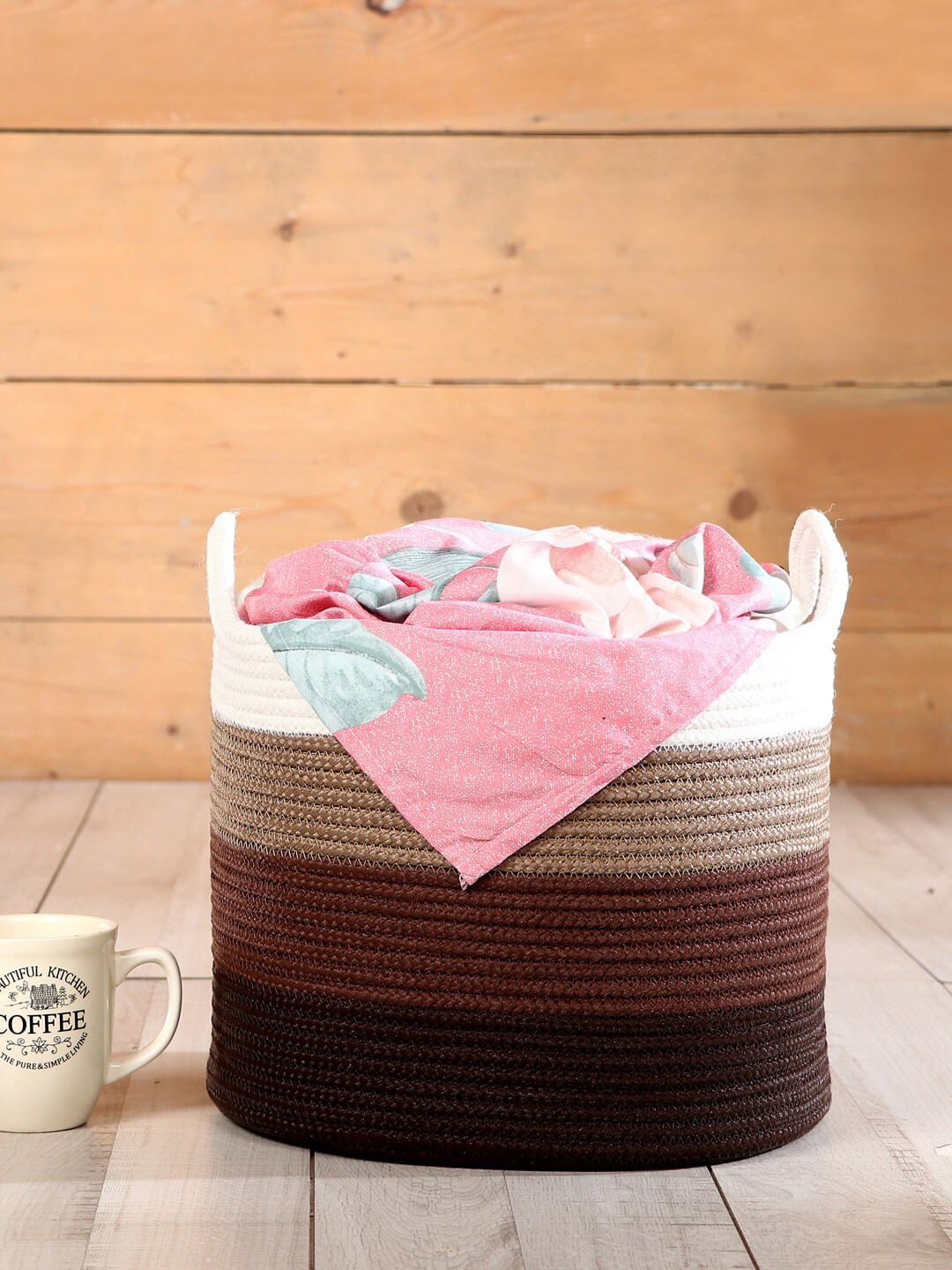 Pano  Brown Striped Round Storage Organisers