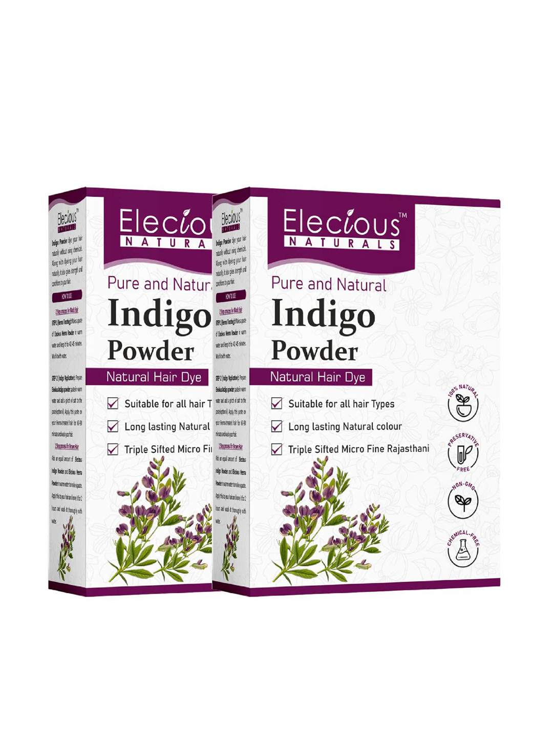 Elecious Set Of 2 Naturals Indigo Powder 200 g Each