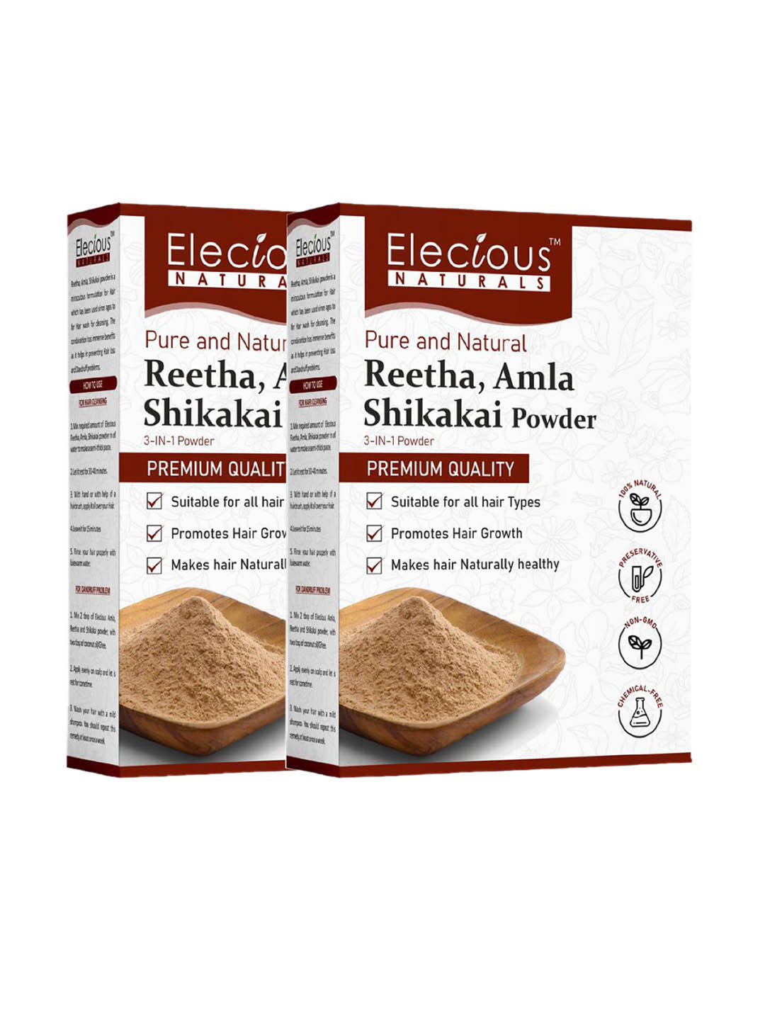 Elecious Set Of 2 Reetha & Amla Shikakai 400 g
