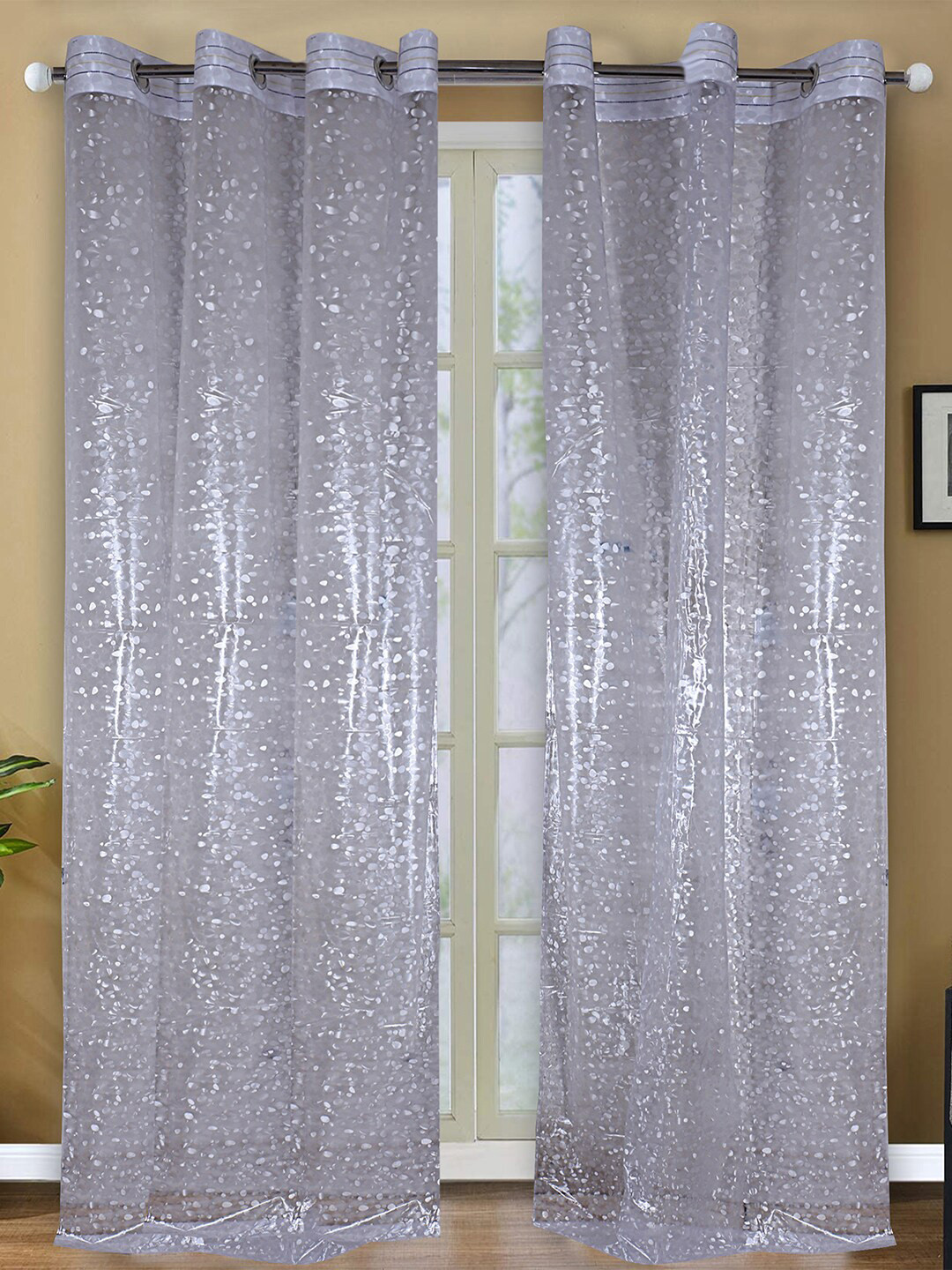 Kuber Industries Pack of 2 Transparent Printed Waterproof Shower Curtain
